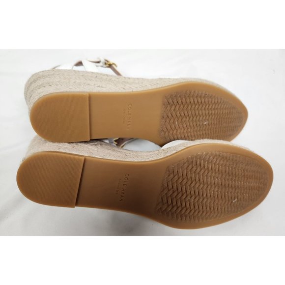 Cole Haan Sz. 10.5 B Cloudfeel Espadrille Wedge Sandals In White/Taupe NWOT - Picture 8 of 9